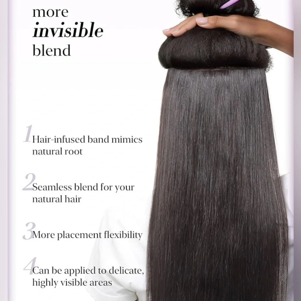 LUVME Natural Black Human Hair Zero Trace Seamless 16” Clip In Hair Extensions